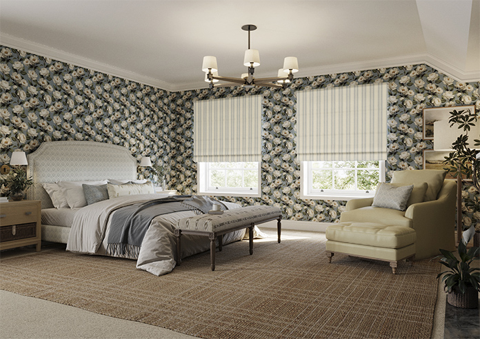 Trellis Prints, Noble Stripe Raffs Blue - Roman Blind - Image 6